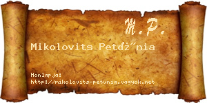 Mikolovits Petúnia névjegykártya